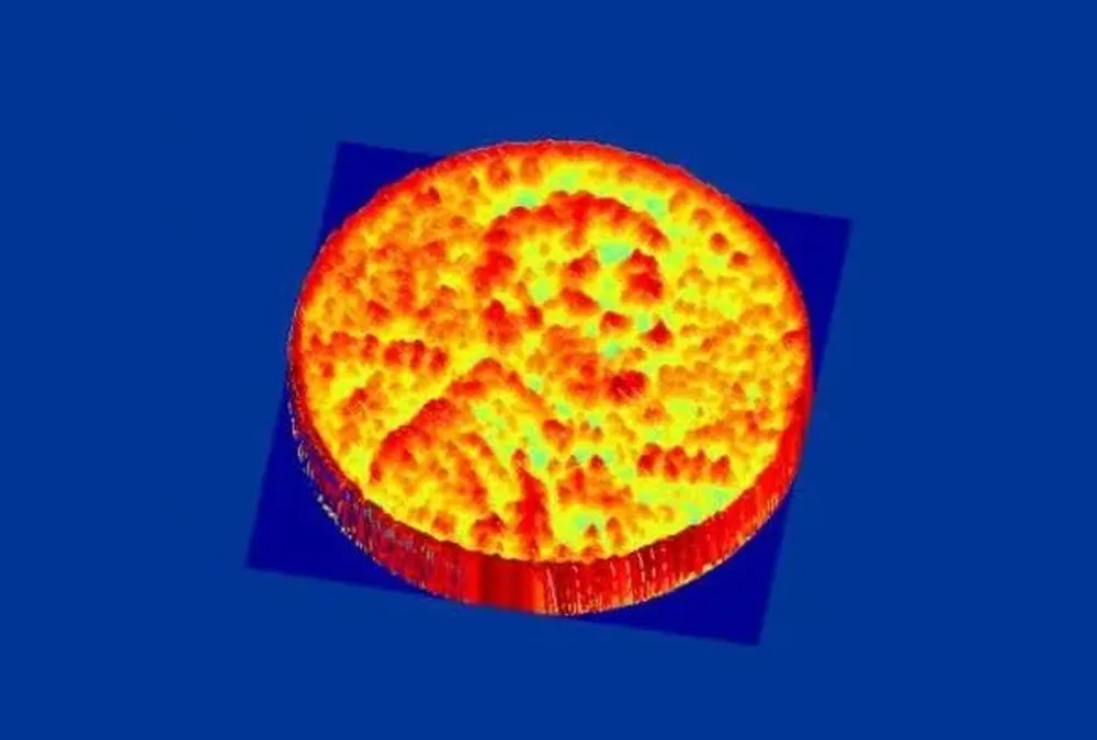 Imagen 3D de una moneda capturada a medio metro de distancia.