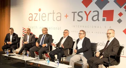 Ing. Gonzalo Rodríguez, Dr. Alejandro Jadad, Dr. Ángel Navarro, Javier Tovar, periodista Agencia EFE, Dr. Luis Rosado y Arq. Miguel Sartori