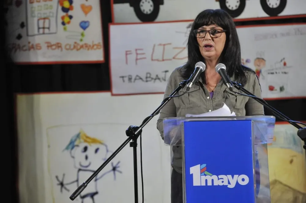 La diregente Flor de Liz Feijoo durante el acto virtual del sábado 1° de mayo.