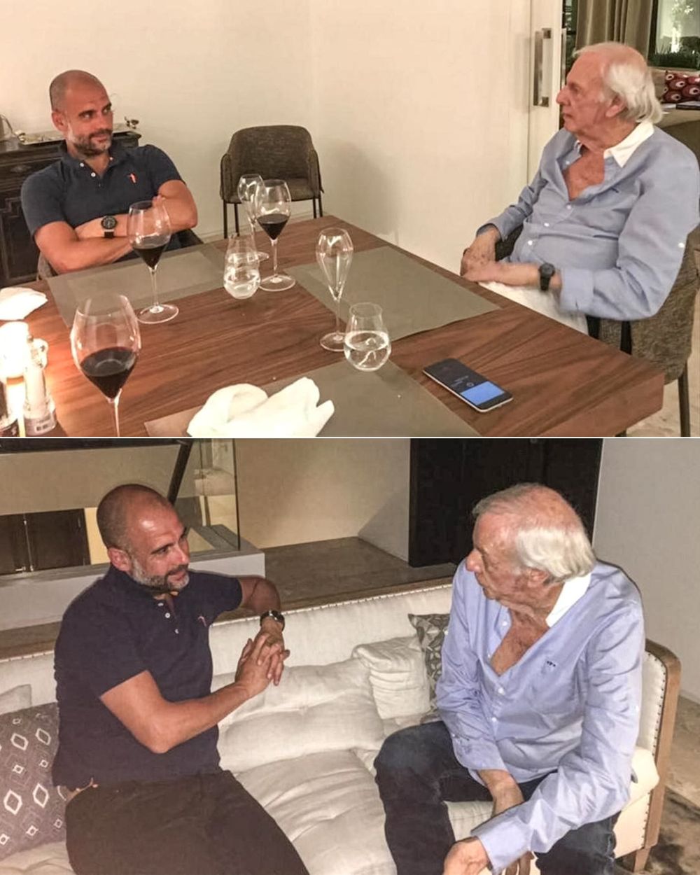 C&eacute;sar Luis Menotti junto Pep Guardiola en 2006