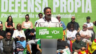 El presidente de Vox, Santiago Abascal, en un acto para las elecciones catalanas