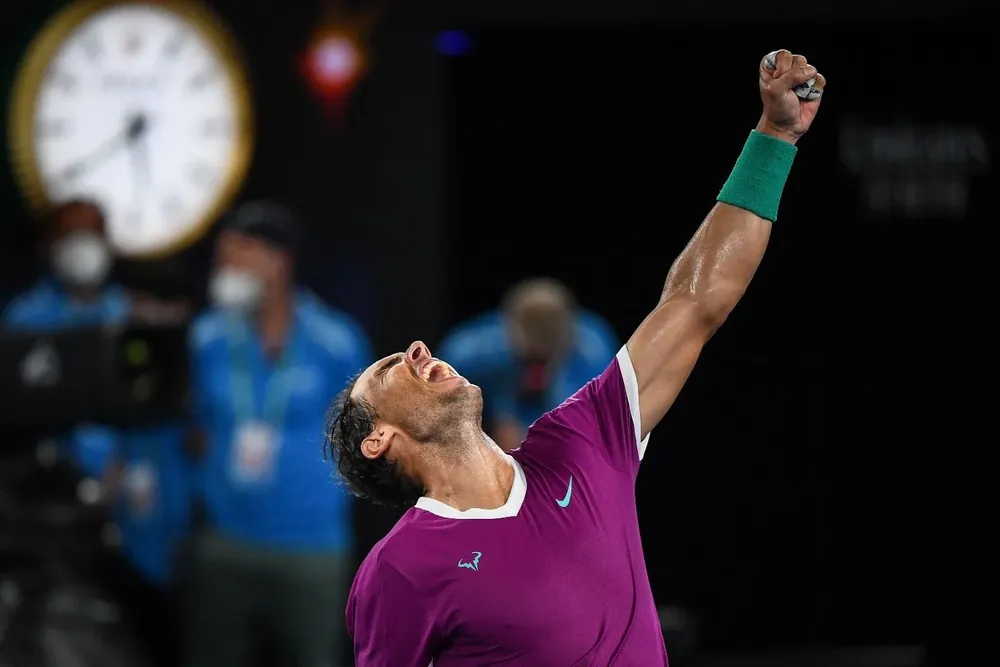 Rafael Nadal celebrando una victoria en el Abierto de Australia