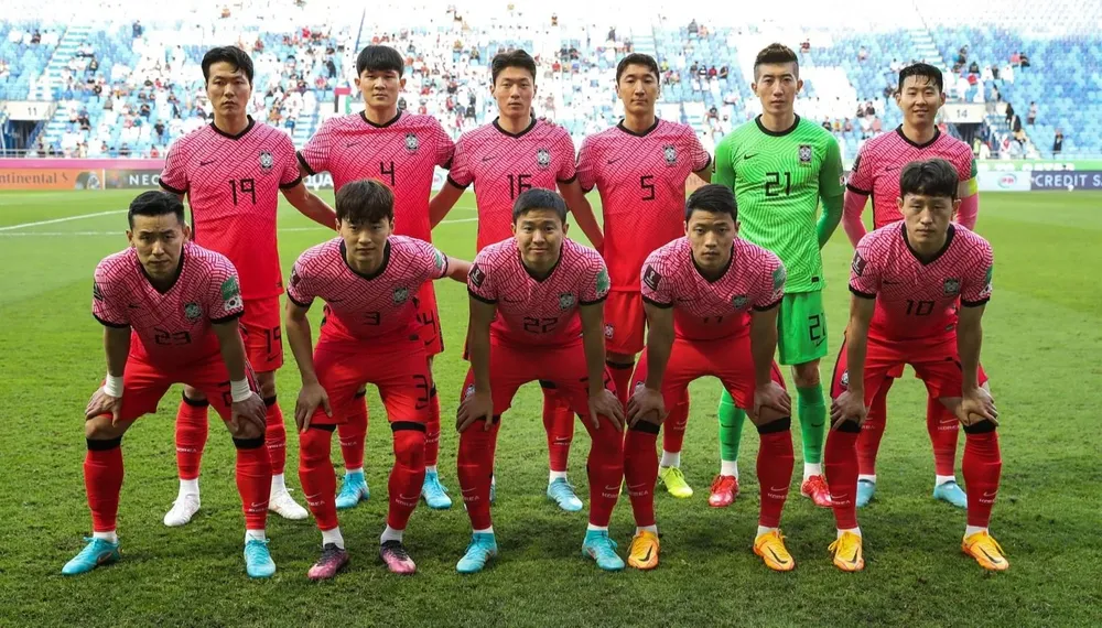 Equipo de Corea del Sur que enfrentó a Emiratos el 29 de marzo