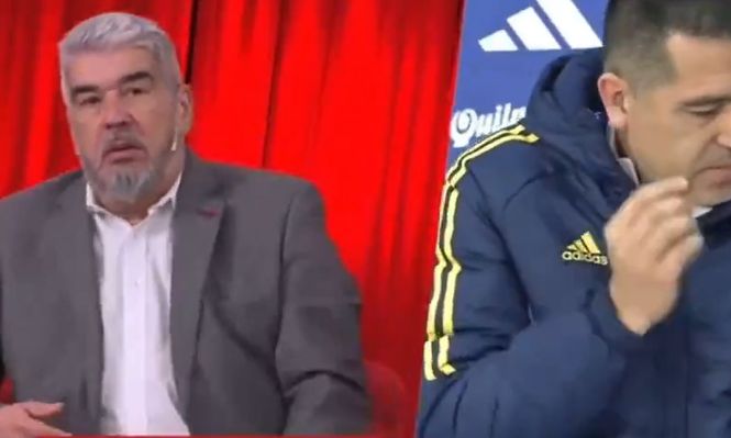 El Chavo Fucks y Juan Román Riquelme en plena discusión; este es el momento en el que el presidente de Boca Juniors, abandonó el móvil en vivo que le estaban haciendo