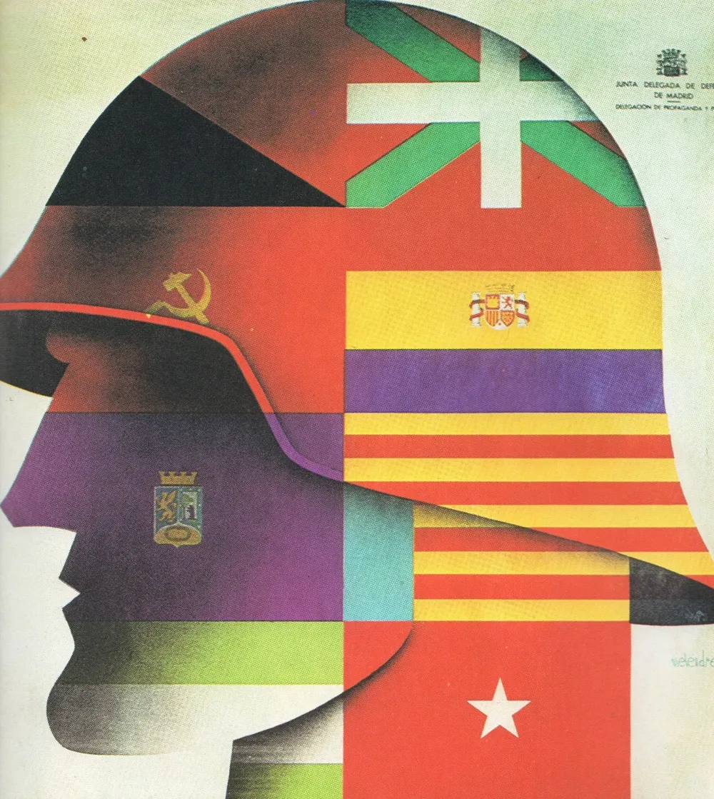 Cartel de propaganda republicana en la guerra civil española (1936-1939), convocando a la unidad de las distintas milicias partidarias