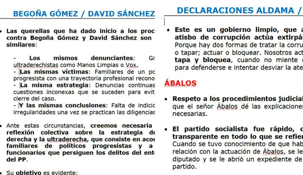 El texto con las respuestas de Moncloa filtrado por error.