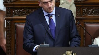 Yamandú Orsi, presidente de la República, en el Palacio Legislativo.