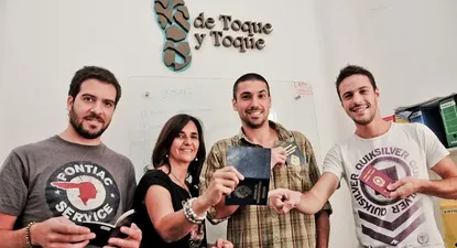 Ignacio Varela, coordinador general de los grupos de viajeros, Soraya Castro, Gustavo Welker y Gastón Freigedo.