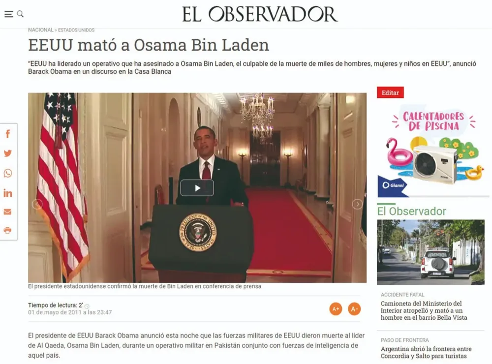Portada de El Observador