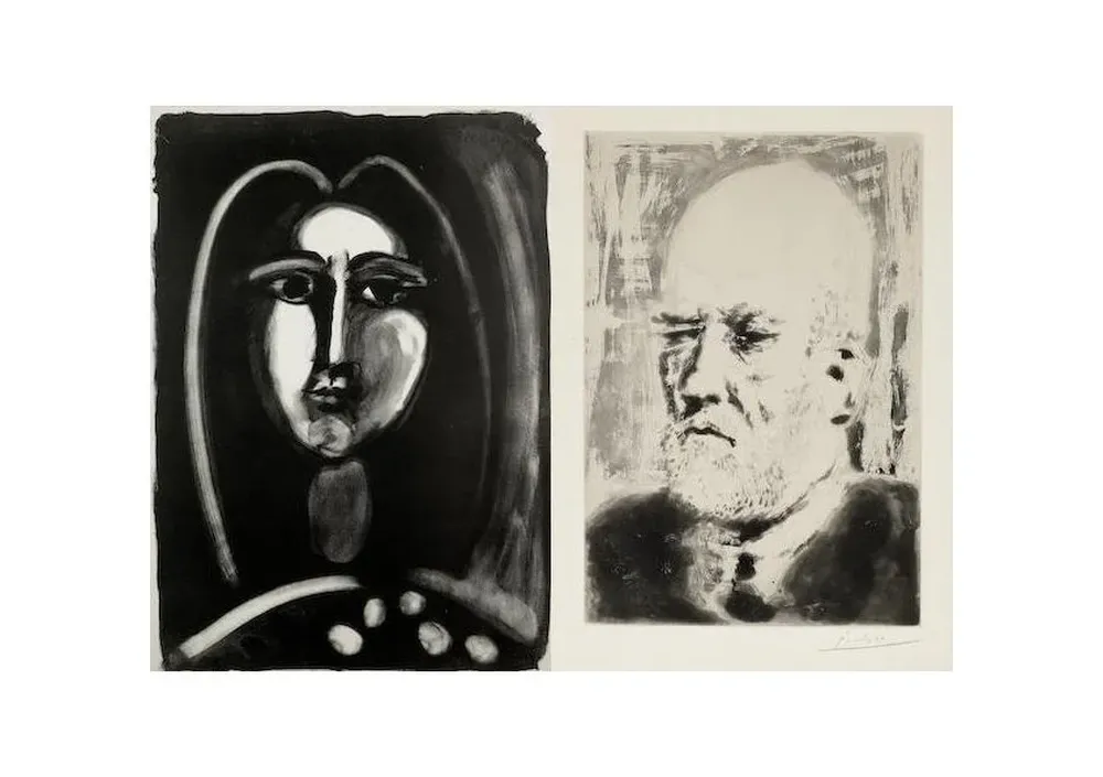 Tête de Femme (Cabeza de mujer) y Portrait de Vollard II, dos obras del pintor español Pablo Picasso