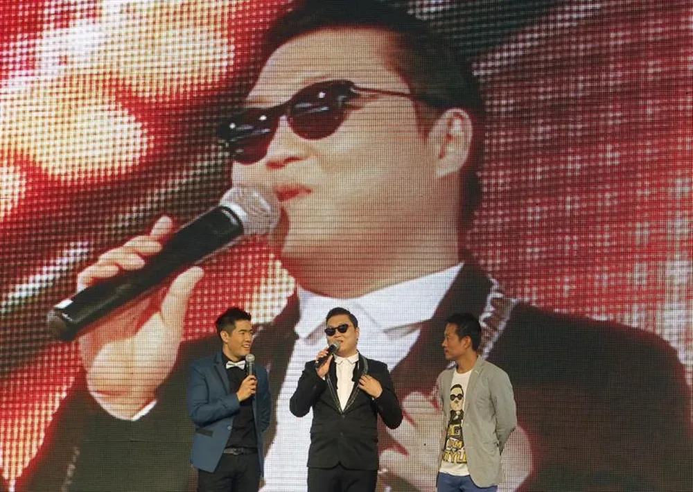 El surcoreano Park Jae-sang, conocido como Psy, durante una rueda de prensa Tailandia
