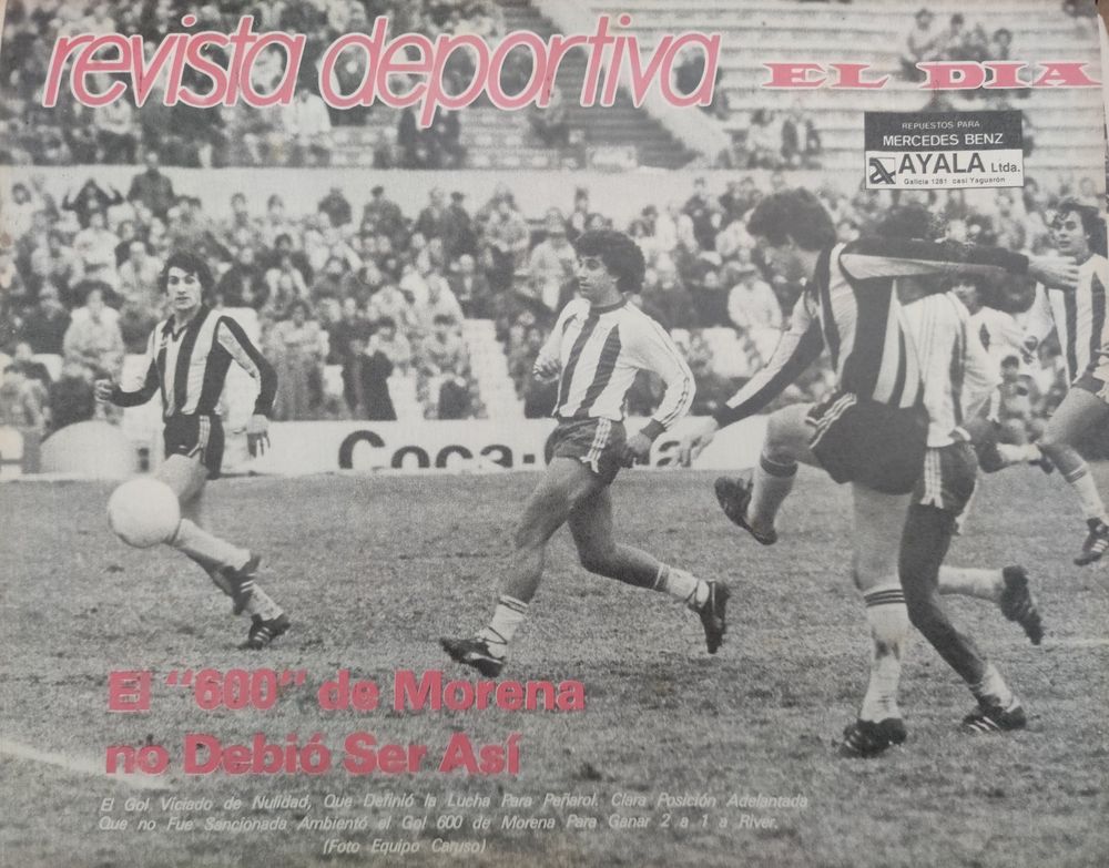 La tapa de la Revista Deportiva del diario El Día con el comentario del gol 600 de Fernando Morena