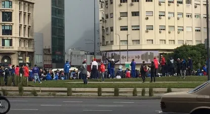 Hinchas de Nacional en el obelisco de Buenos Aires