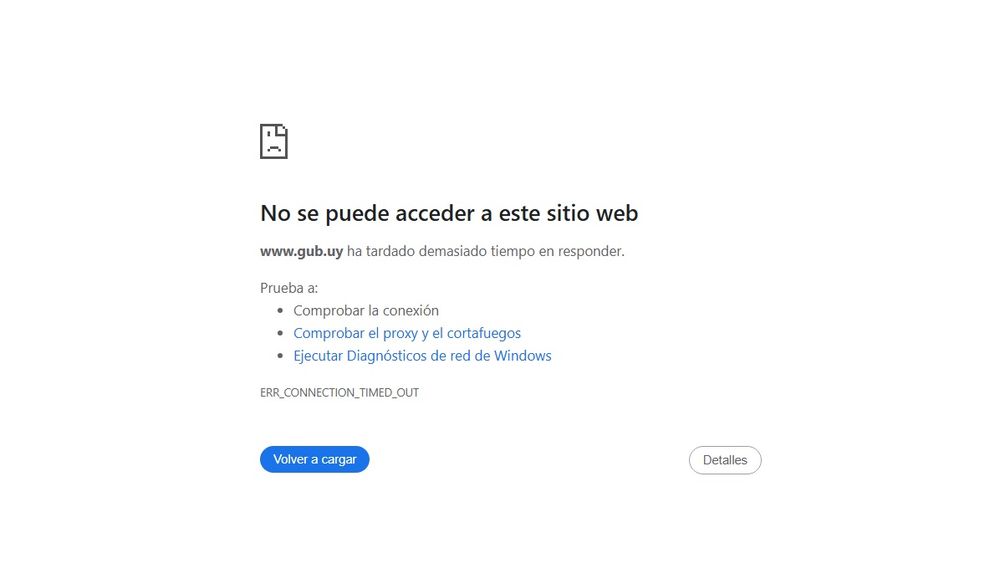 El mensaje de error al intentar acceder a los sitios .gub.uy