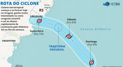 la trayectoria del ciclon extratropical en uruguay: estos seran los departamentos mas afectados por tormentas severas y vientos de hasta 120 km/h
