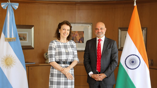 Reunión entre la canciller Diana Mondino y el embajador Dinesh Bhatia de la India