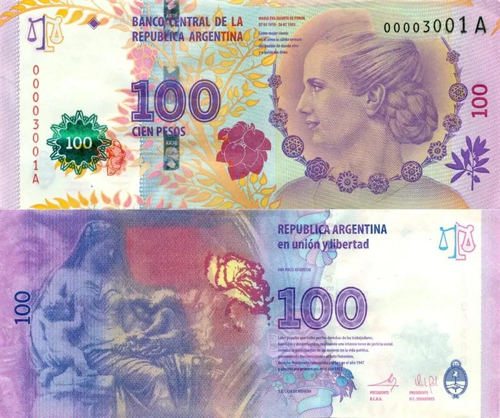 Argentina- El nuevo billete de 100 pesos (21,3 dólares) que homenajea la figura de Eva Duarte de Perón