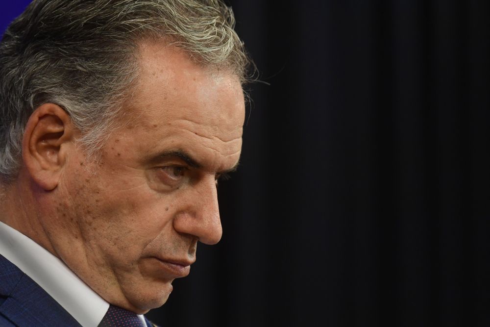 Montevideo, Uruguay, 13.02.2026. Tras la primera sesión de consejo del Ministros del año, en conferencia de prensa, el Presidente Yamandú Orsi, acompañado del pro secretario de Presidencia Jorge Díaz, anuncian la cancelación y cese del contrato con CARDAMA por las patrullas oceánicas.