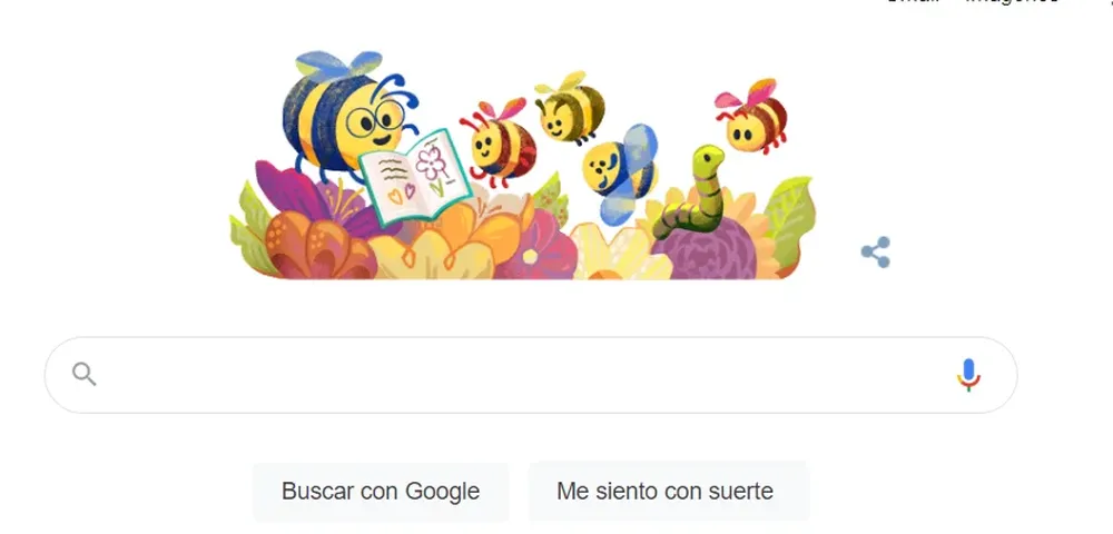 Así aparece la página de inicio del buscador en el Día del Maestro en Uruguay.