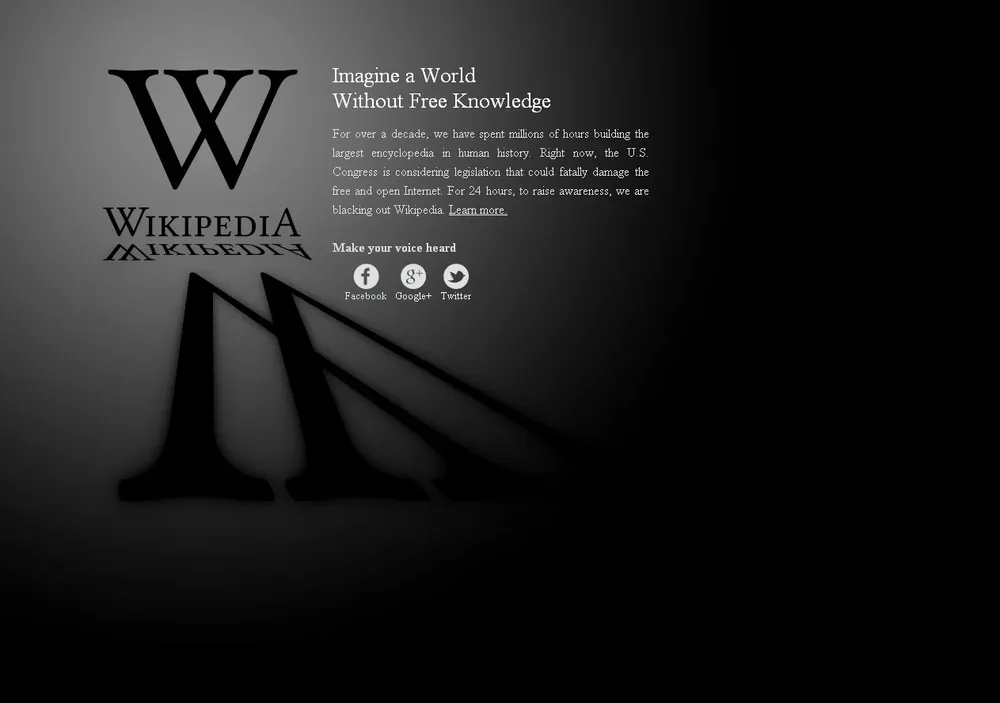 La protesta más drástica la hizo Wikipedia en inglés: 24 horas de apagón en sus servicios