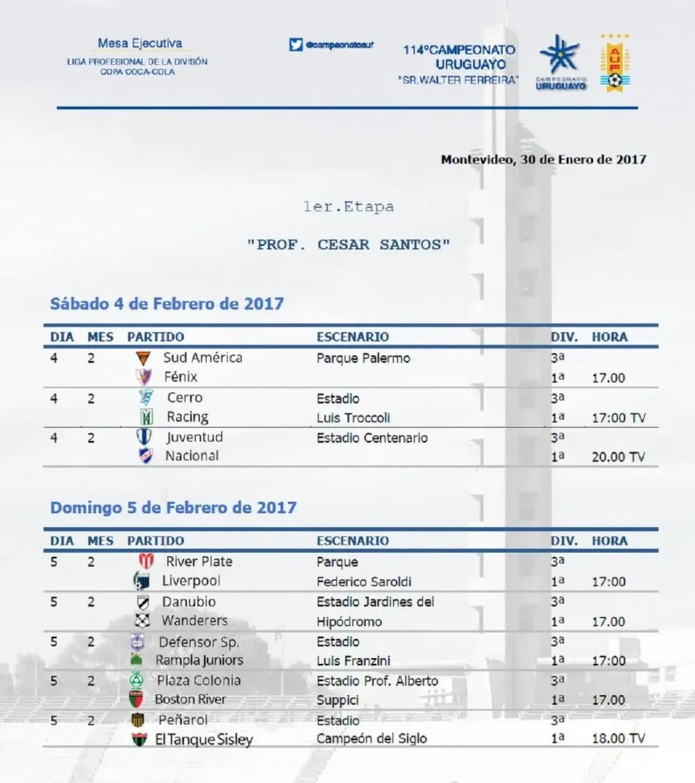 Así será la primera fecha