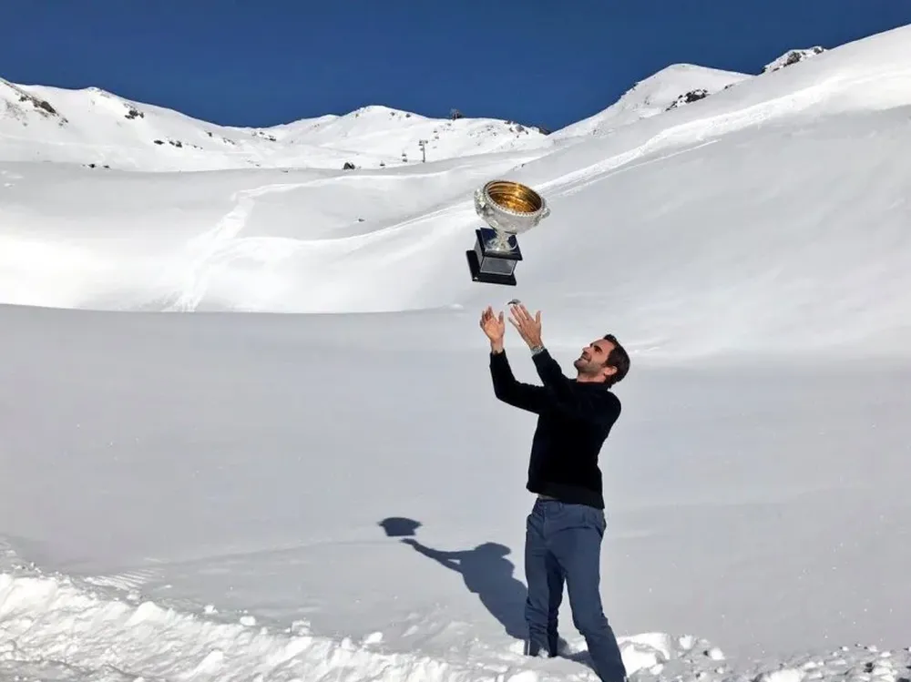 Roger Federer en Los Alpes celebró su título
