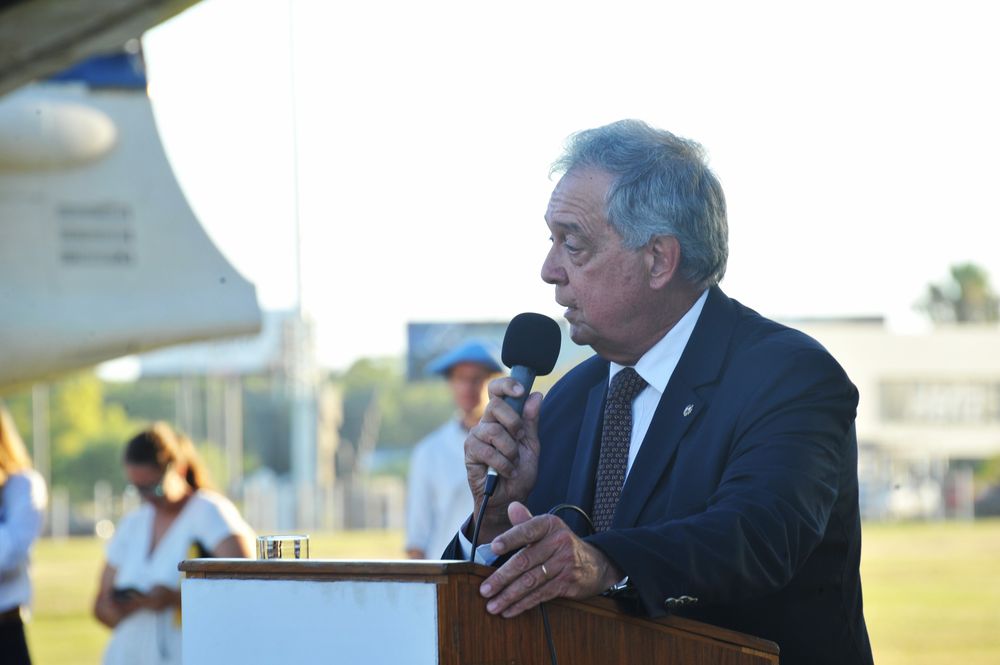 Fernando Mattos, ministro de Ganadería, en el acto de presentación de los toros que Uruguay obsequió al gobierno de China.