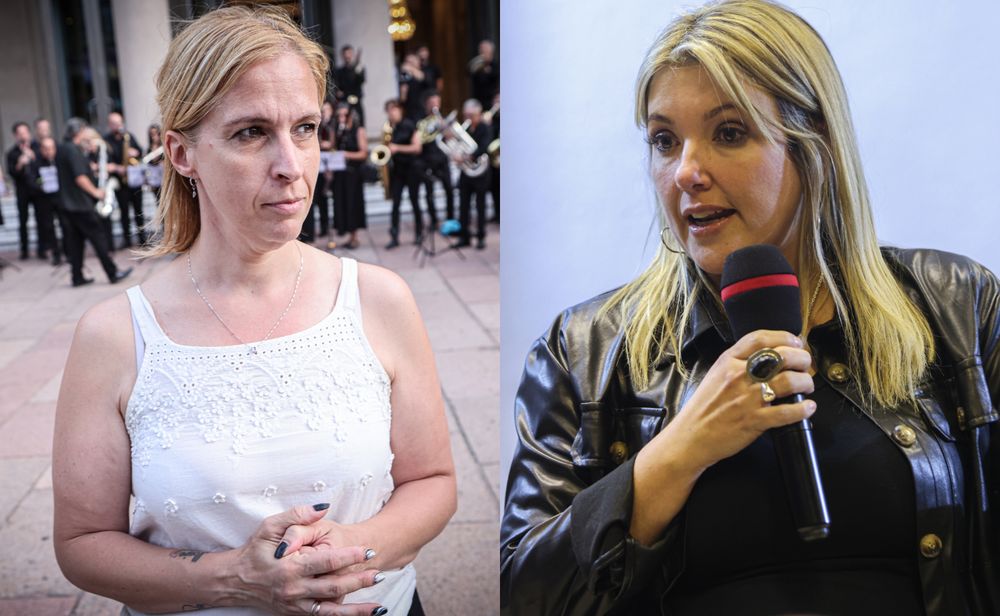 Secretaria general de Adeom, Silvia Tejera, y exsecretaria general de Adeom, Valeria Ripoll