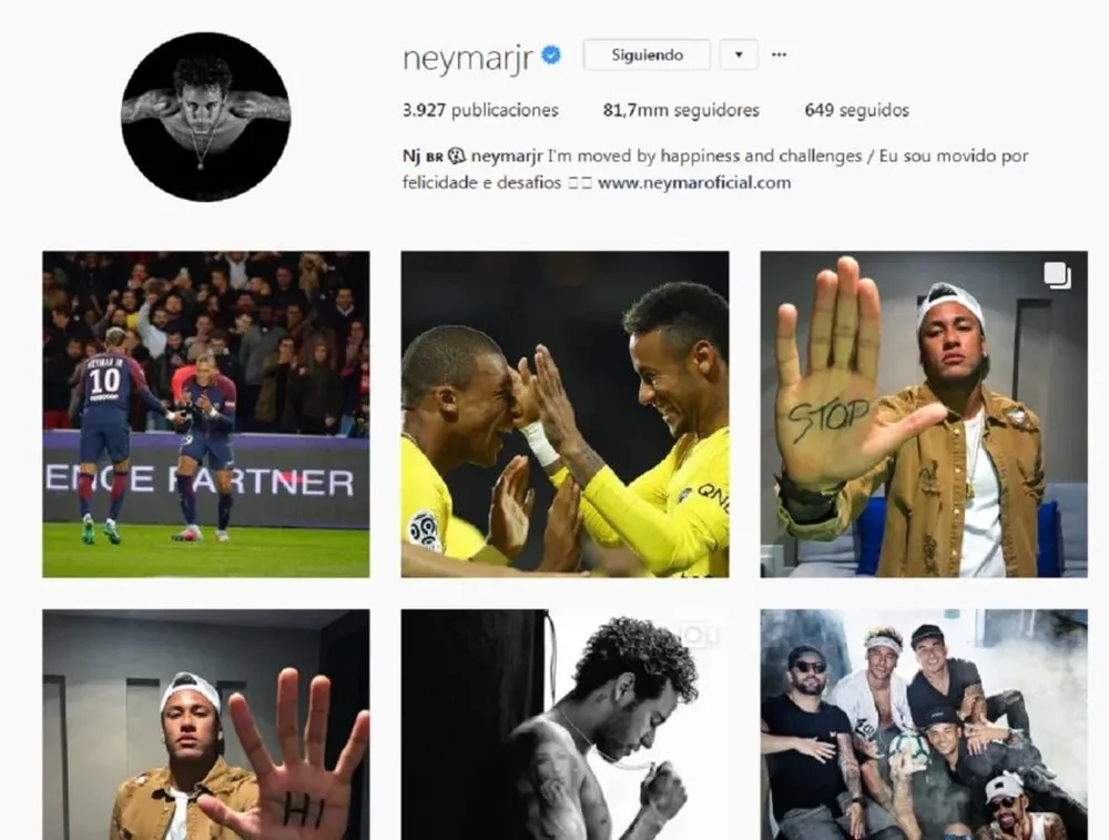 Neymar posteó dos fotos tras el triunfo, pero dejó afuera a Cavani