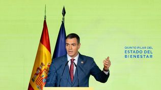 El presidente del Gobierno, Pedro Sánchez, interviene durante el foro Vivienda, quinto pilar del Estado del Bienestar, organizado por el Ministerio de Vivienda y Agenda Urbana.&nbsp;