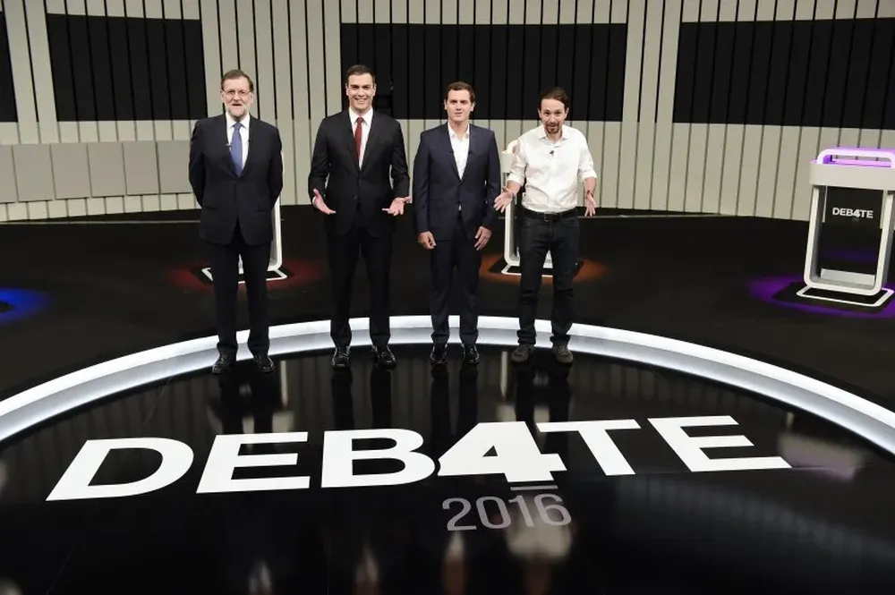 De izquierda a derecha: Mariano Rajoy, Pedro Sánchez, Albert Rivera y Pablo Iglesias