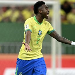 Vinícius Jr. celebra su golazo para Brasil ante Colombia por Eliminatorias