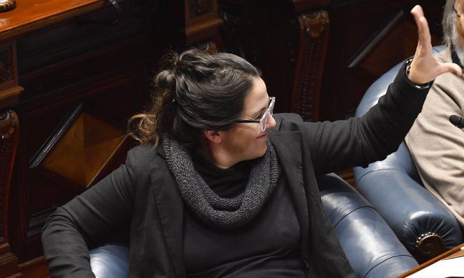 La senadora de El Abrazo, Patricia Kramer junto al senador socialista Gustavo González