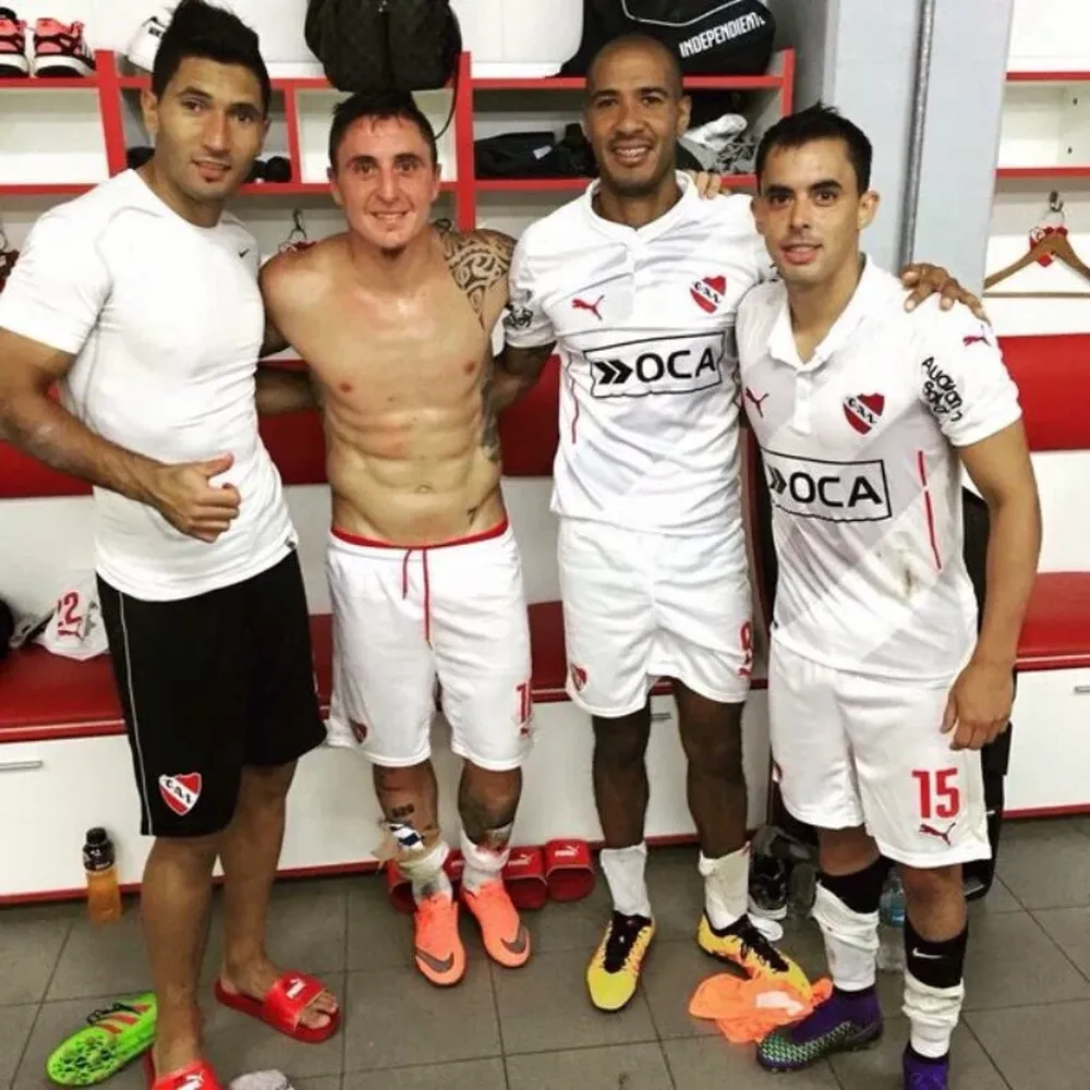 Campaña, el Cebolla, Vera y el Torito Rodríguez tras el partido