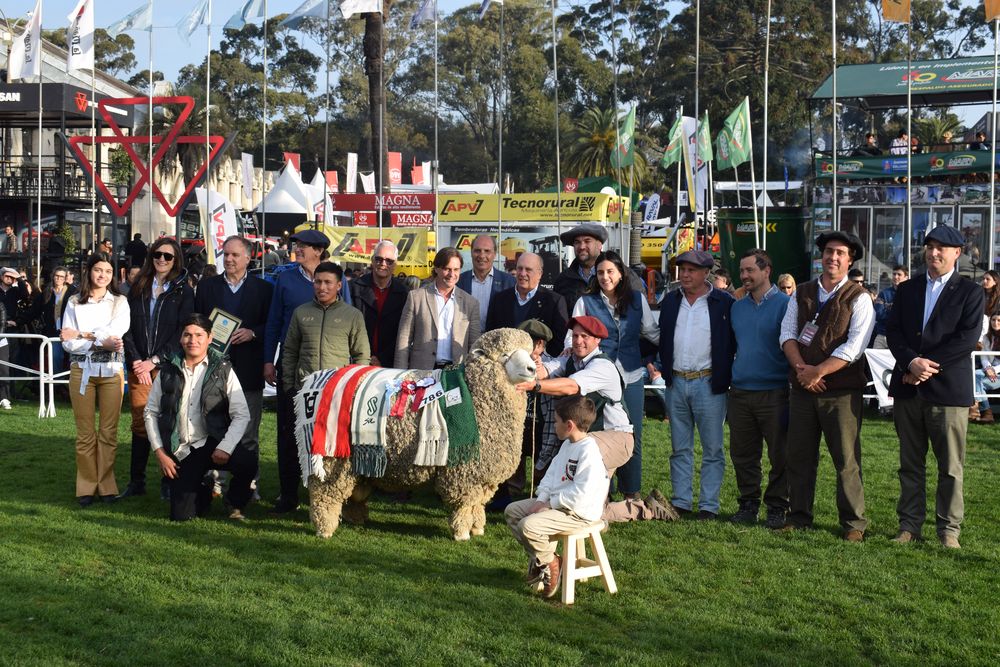 Expo Prado 2024: Luis Lacalle Pou entregó la cocarda de Gran Campeón al mejor macho en el PI, de Don Alfredo.