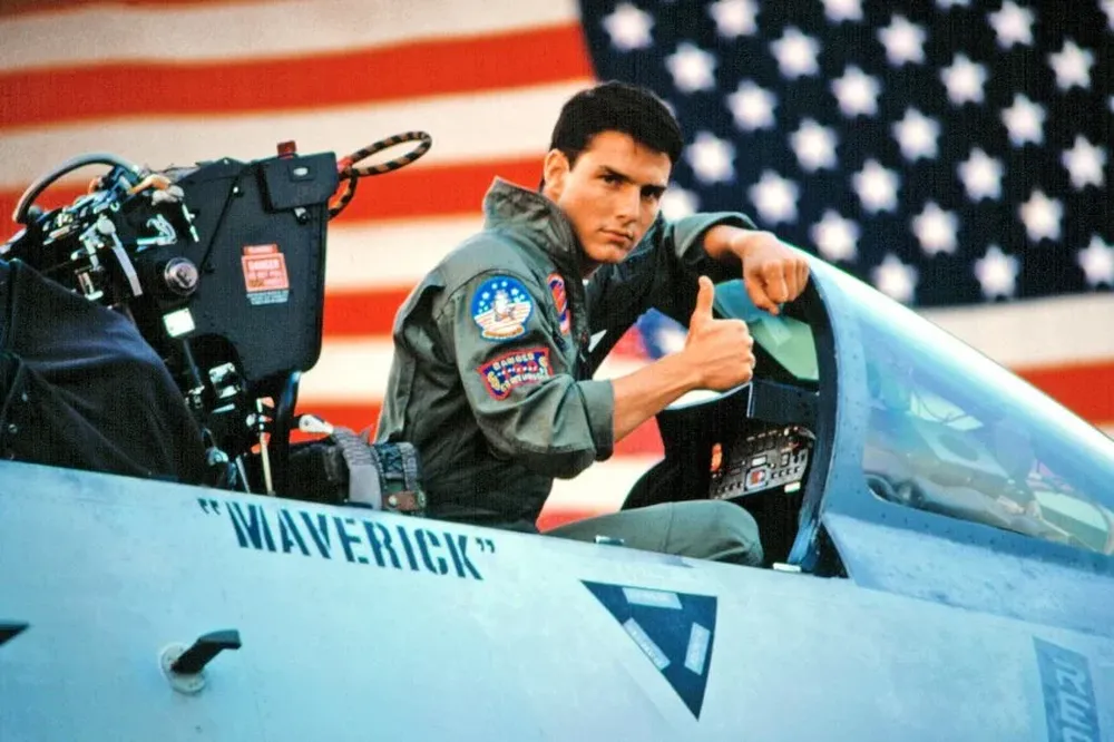 Tom Cruise en el rodaje de Top Gun