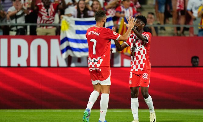 Festejo de Stuani en la nueva temporada de Girona