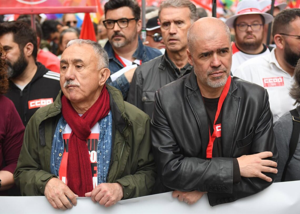 El secretario general de UGT, Pepe Álvarez y el secretario general de CC.OO, Unai Sordo