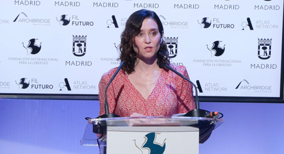 Presidenta de la Comunidad de Madrid, Isabel Díaz Ayuso, en el Foro Atlantico de la Fundacion Internacional de la Libertad en Casa de América. &nbsp;