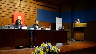 Cecilia del Campo y Giselle Pérez durante el XXX Congreso Uruguayo de Pediatrìa