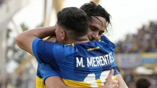 Edinson Cavani y Miguel Merentiel, jugadores de Boca Juniors