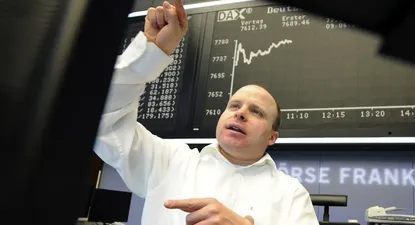 Un corredor de bolsa en Frankfurt, Alemania
