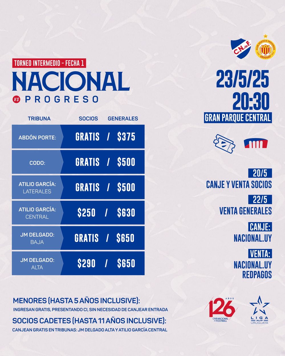 Entradas para Nacional vs Progreso Entradas para Nacional vs Progreso