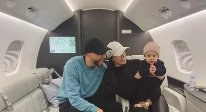Rodrigo Bentancur junto a su esposa y su pequeña hija Lucía
