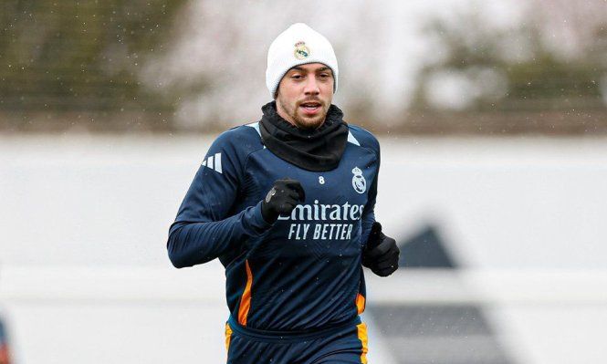 Federico Valverde en el entrenamiento de Real Madrid de este domingo&nbsp;