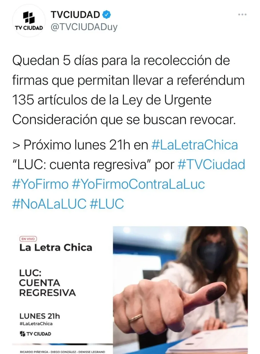 Este fue el twit que posteó el canal municipal