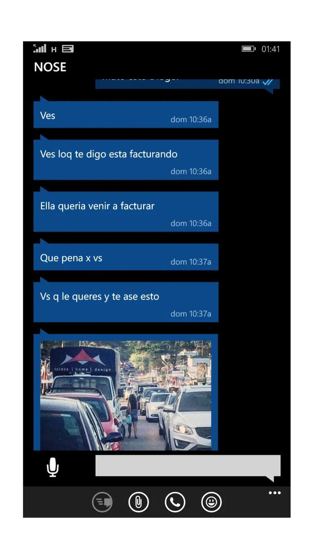 Captura de pantalla del mensaje que le enviaron al exnovio de la joven paraguaya.