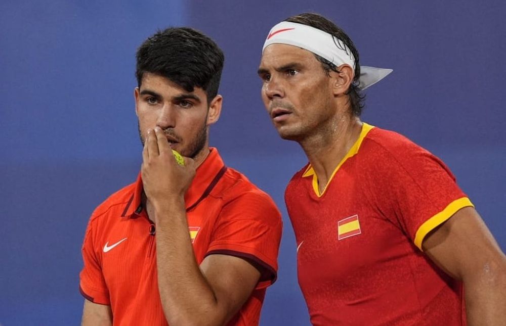 Carlos Alcaraz y Rafael Nadal, en su debut en los Juegos Olímpicos.