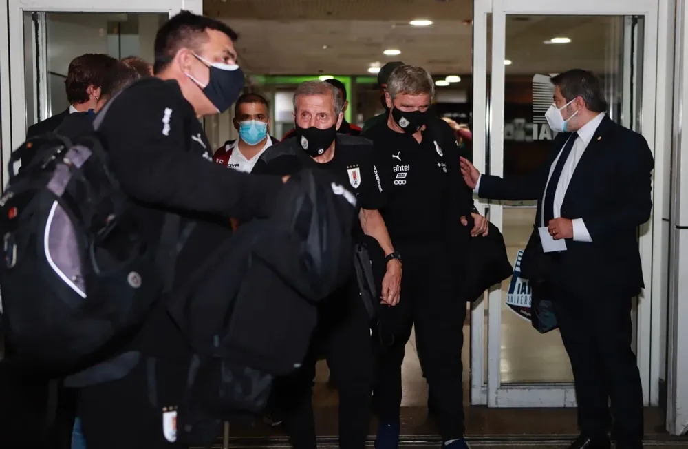 Tabárez en el último viaje a Venezuela