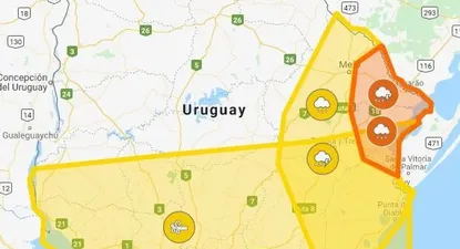inumet mantiene tres alertas por lluvias y tormentas para el sur y el este